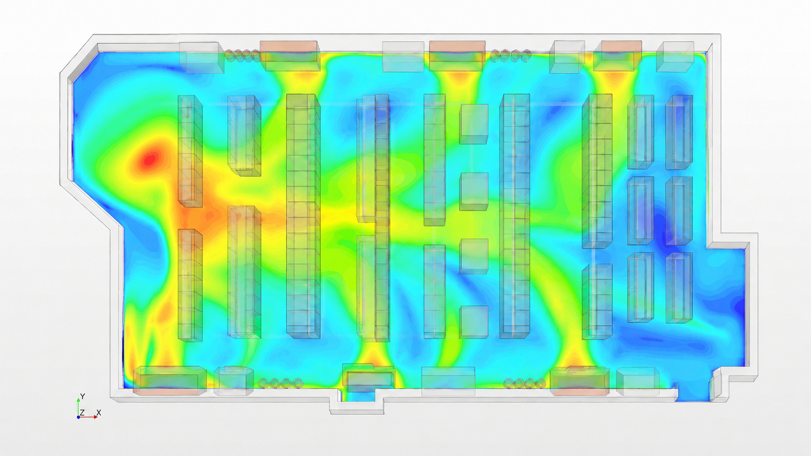 Data center cooling airflow CFD study